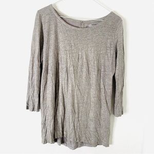 Majestic Filatures Silk Linen Deluxe Tee Sweater Silver Grey Button Back Shimmer